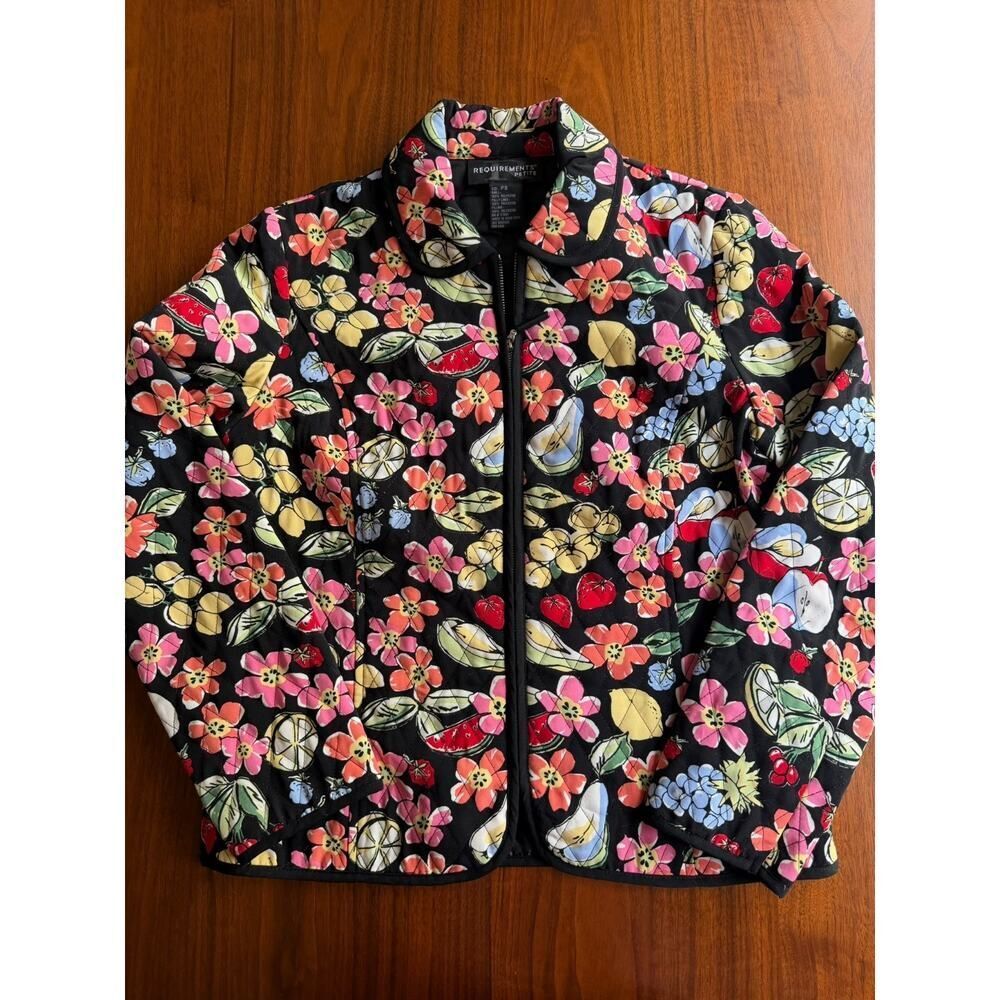 Requirements Women's Fruit and Floral Print Zip Jacket - Size PS